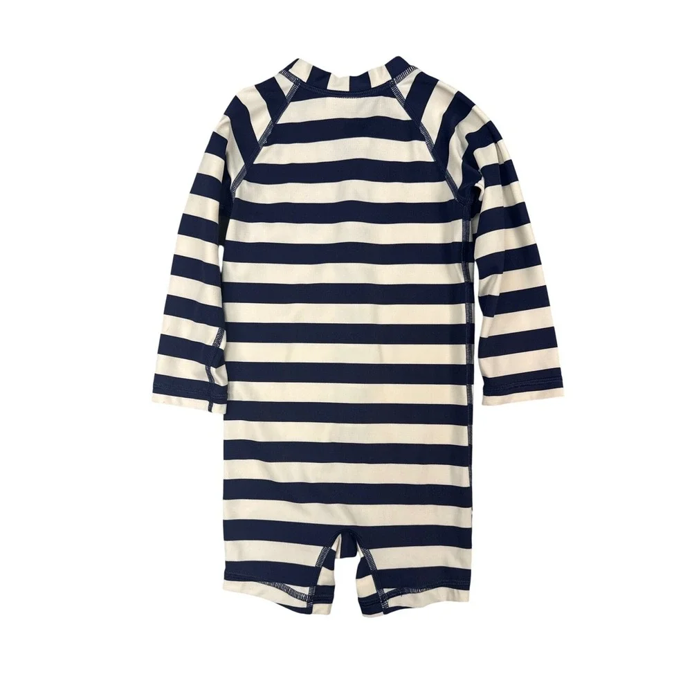 Hanna Andersson Sun Suit Unisex 2T Blue White Striped Rash Guard Swimwear Summer